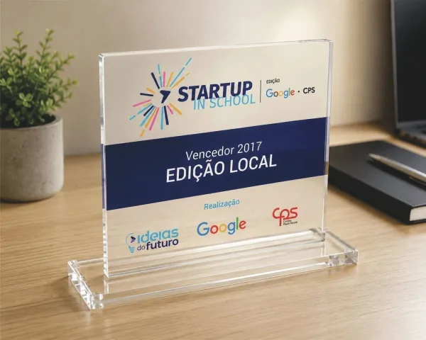 Trofeu Acrilico Personalizado 10mm Logo Empresa Homenagem