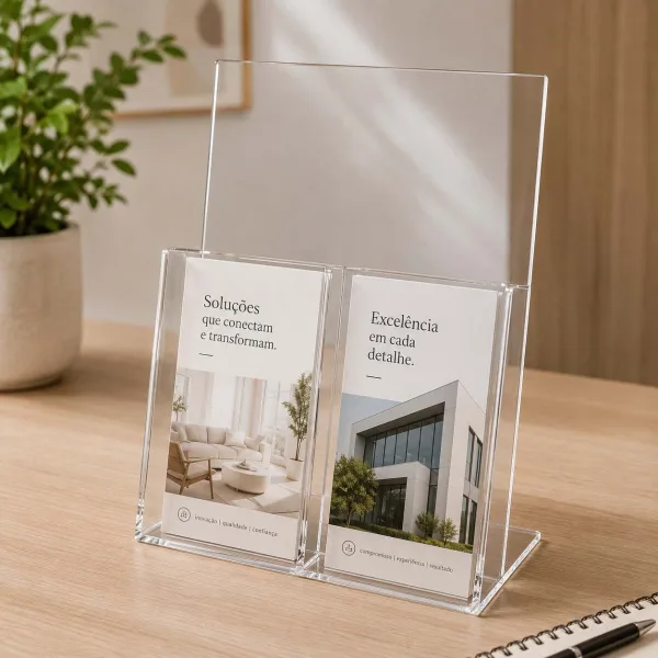 Display Porta Folha Acrilico L Horizontal Mesa Cardapio A4