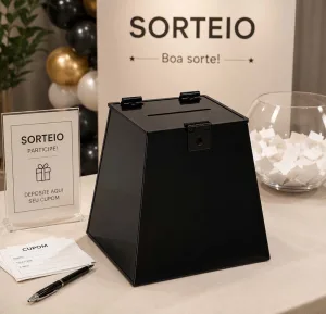 Urna Piramidal Acrílico Preto Sorteio Sugestão Votação — foto 1