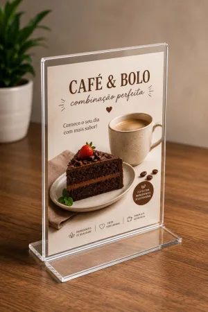 Display Porta Folha Acrilico T Horizontal Cardapio Mesa — foto 1