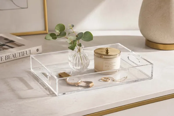 Bandeja Acrílico Transparente Decorativa Mesa Organização