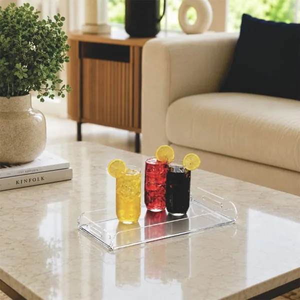 Bandeja Acrílico Transparente Decorativa Organizadora Mesa