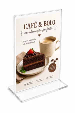 Display Porta Folha Acrilico T Horizontal Cardapio Mesa — foto 2