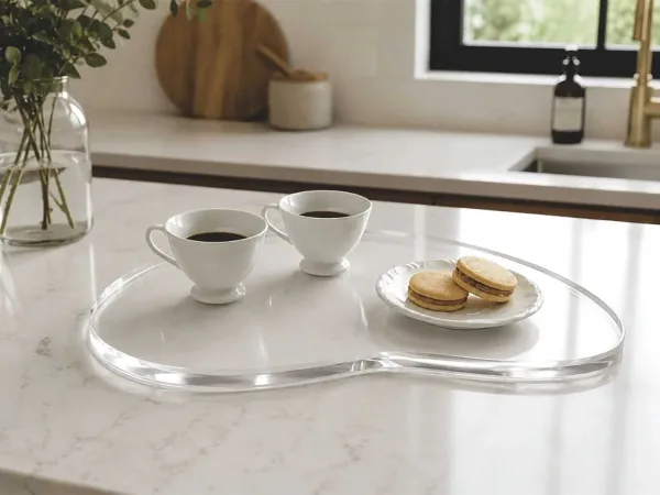 Bandeja Acrílico Orgânica Decorativa Transparente Mesa